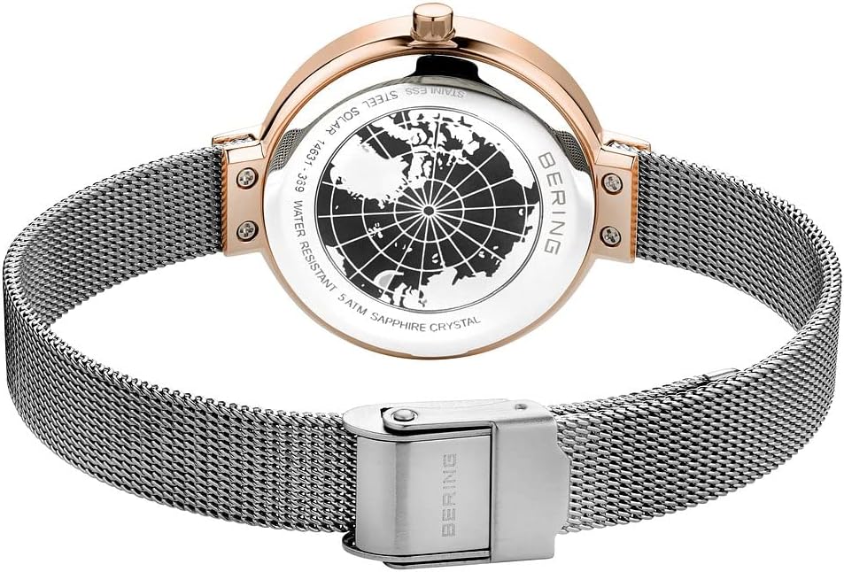 BERING Women's Watch Solar Movement - Solar Collection with Stainless Steel and Sapphire Crystal 14631-XXX Bracelet Watches Grey/Rose Gold image 6 of 10 B07JNNTP62