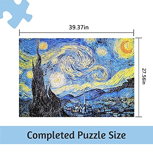 MISITU Puzzles für Erwachsene 2000 Teile Ölgemälde Kunstwerk Sternennacht Van Gogh Puzzle für Kinder ab 14 Jahren – Bild 3