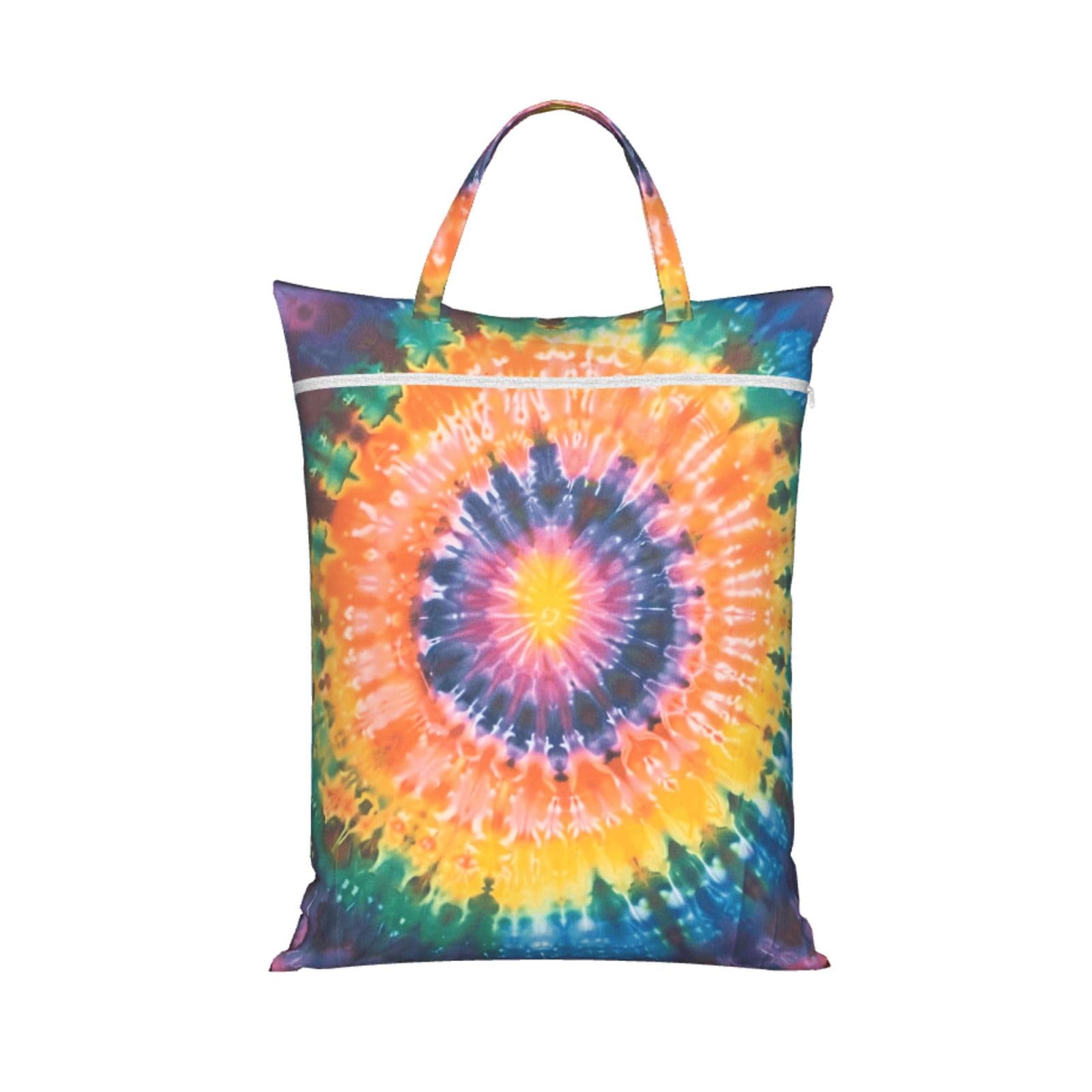 Large Travel Laundry Bags,Tie Dye Print with Handle Foldable Laundry Bag for Holidays Gym Swimming and Family Trips, 1Pcs
