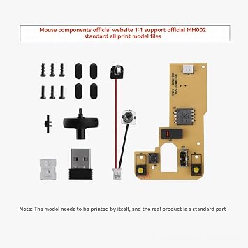 3X for Bamboo Lab DIY 3D Printing Wireless Mouse Kit Model 002 Computer Mouse Components with Printer Parts and Hardware