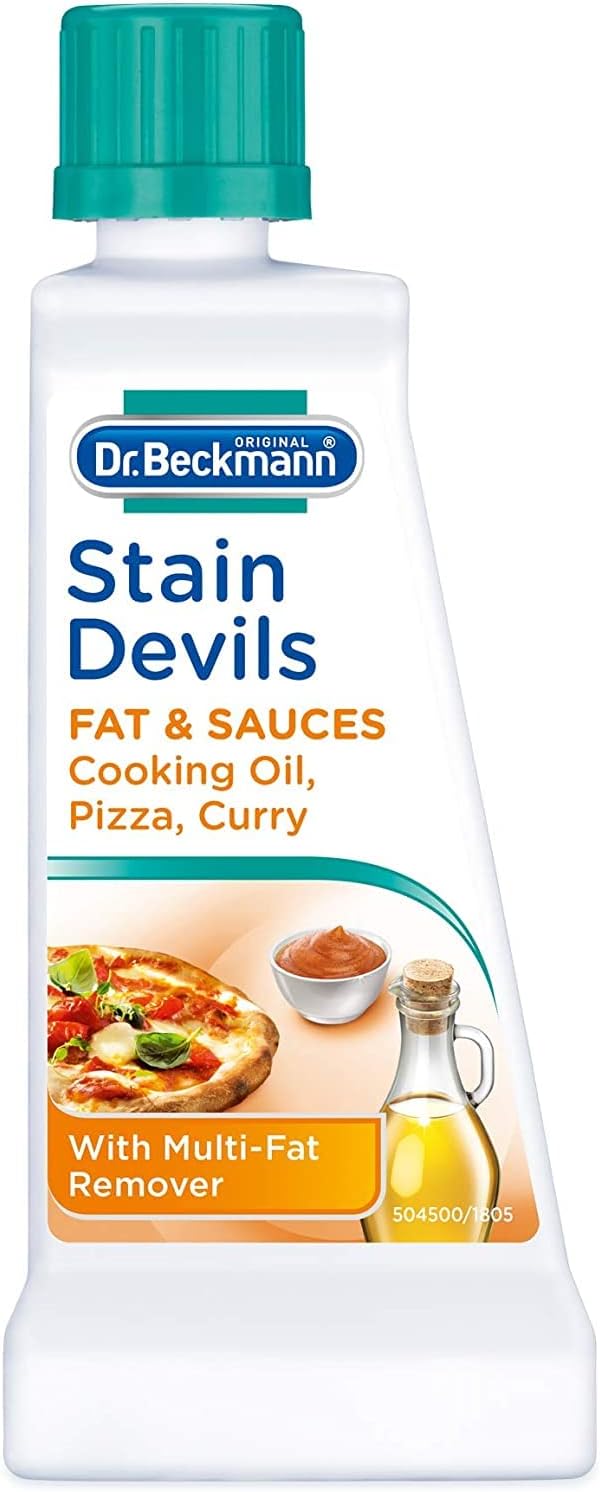 Dr Beckmann Stain Devils Romves Cooking Oil Fat - 50 Ml Stain Devils Fat & Sauces | Specialist Stain Remover Combats Various Greasy Stains, Liquid| 50 Ml