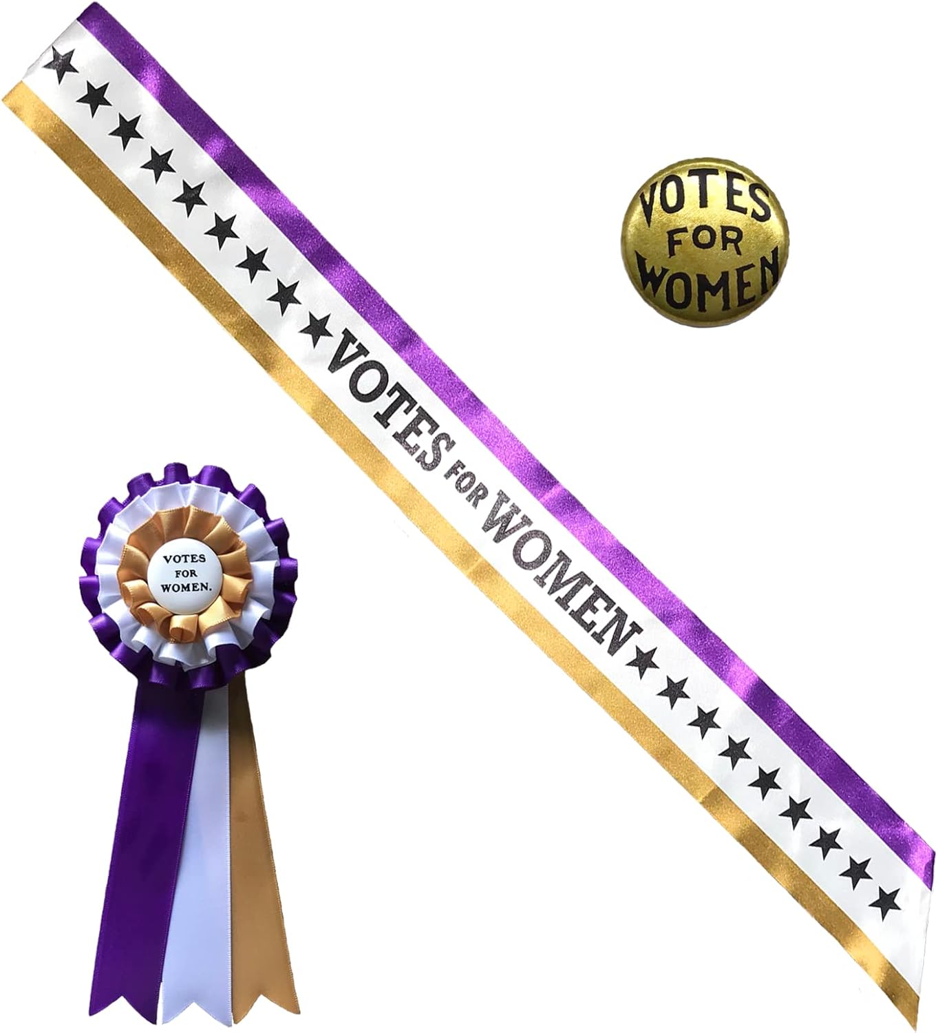 RosieCentral Be a Suffragette Suffragist Deluxe Historically Accurate Suffrage Costume 5 Item Accessory Kit Votes for Women