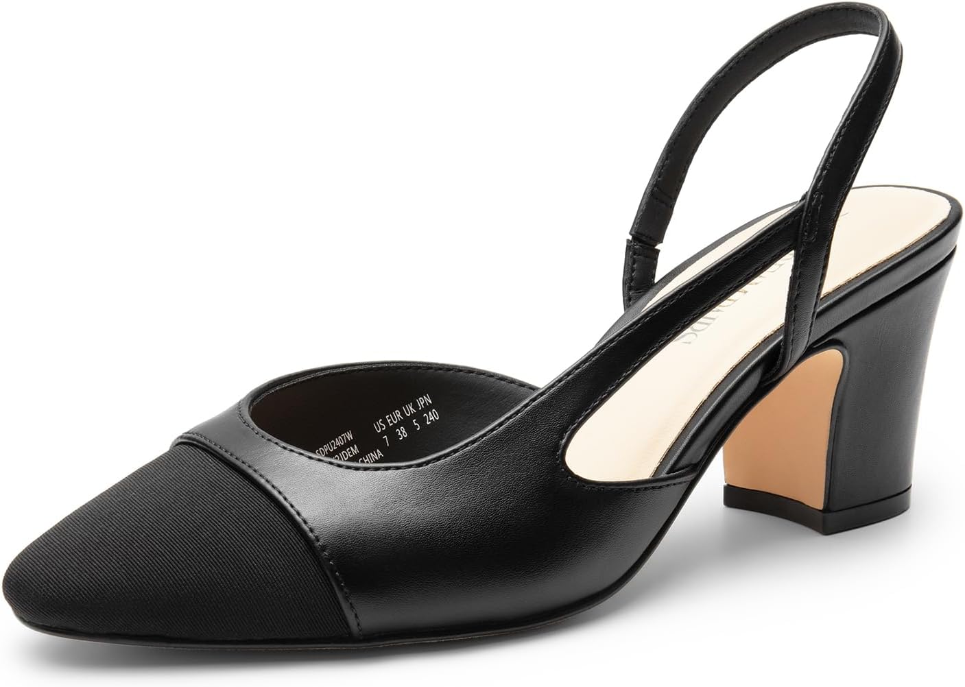 DREAM PAIRS Women’s Closed Round Toe Low Chunky Heels Block Slingback Splicing Fashion Comfortable Casual Pumps Shoes