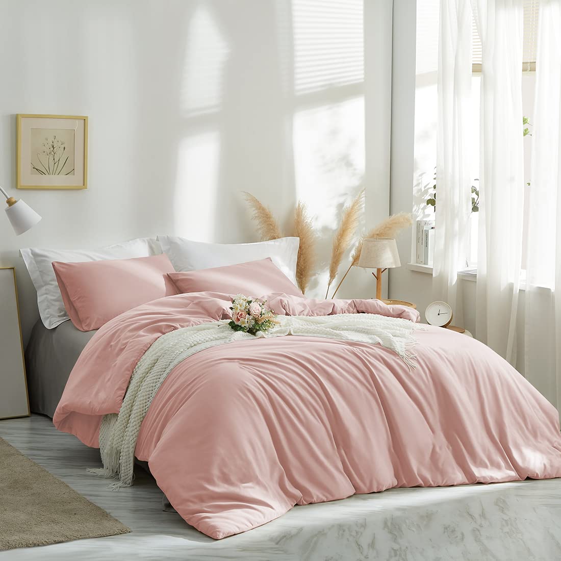 AShanlan Bettwäsche 135x200 Rosa Bettbezug mit 1 Kissenbezug 80x80 cm 2tlg – Ansicht 2