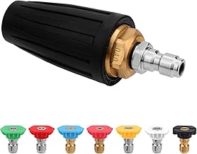 Pressure Washer Turbo Nozzle, with 7pcs Spray Nozzle Tips 4000PSI 4.0 GPM 1/4" Quick Connect 360° Rotating Power Washer Nozzles Set for Driveway Concrete Brick
