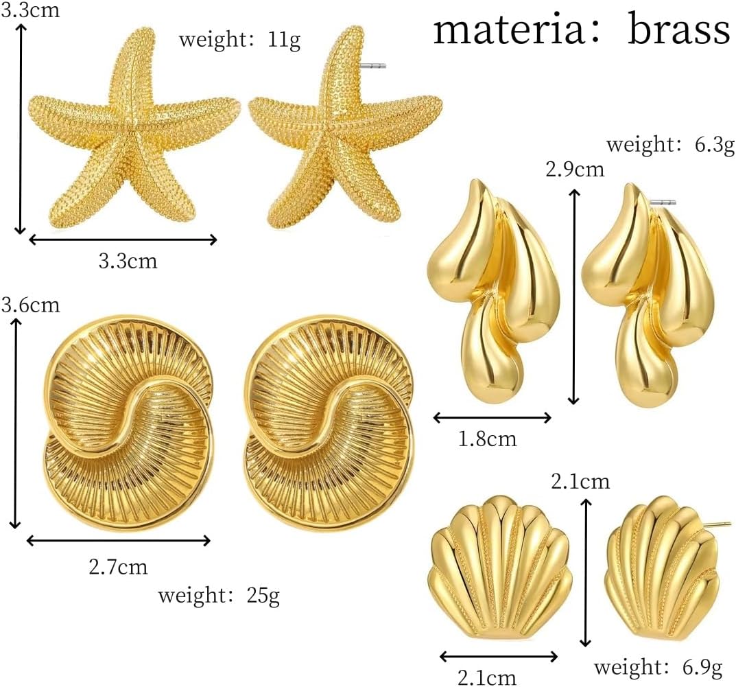 Earring for Women Seashell Earrings Ocean Conch shell Earrings set Cute Pearl Earring Clip on Everyday Earring for Women - Image 2