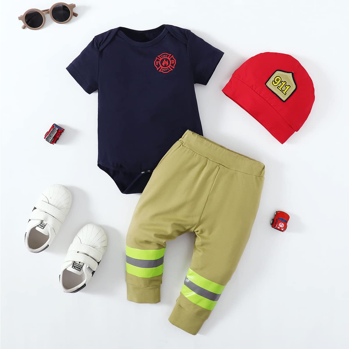 Singcoco Baby Boy Costume Outfit Infant Fireman Costume Clothes (Firefighter,6-12 Months)