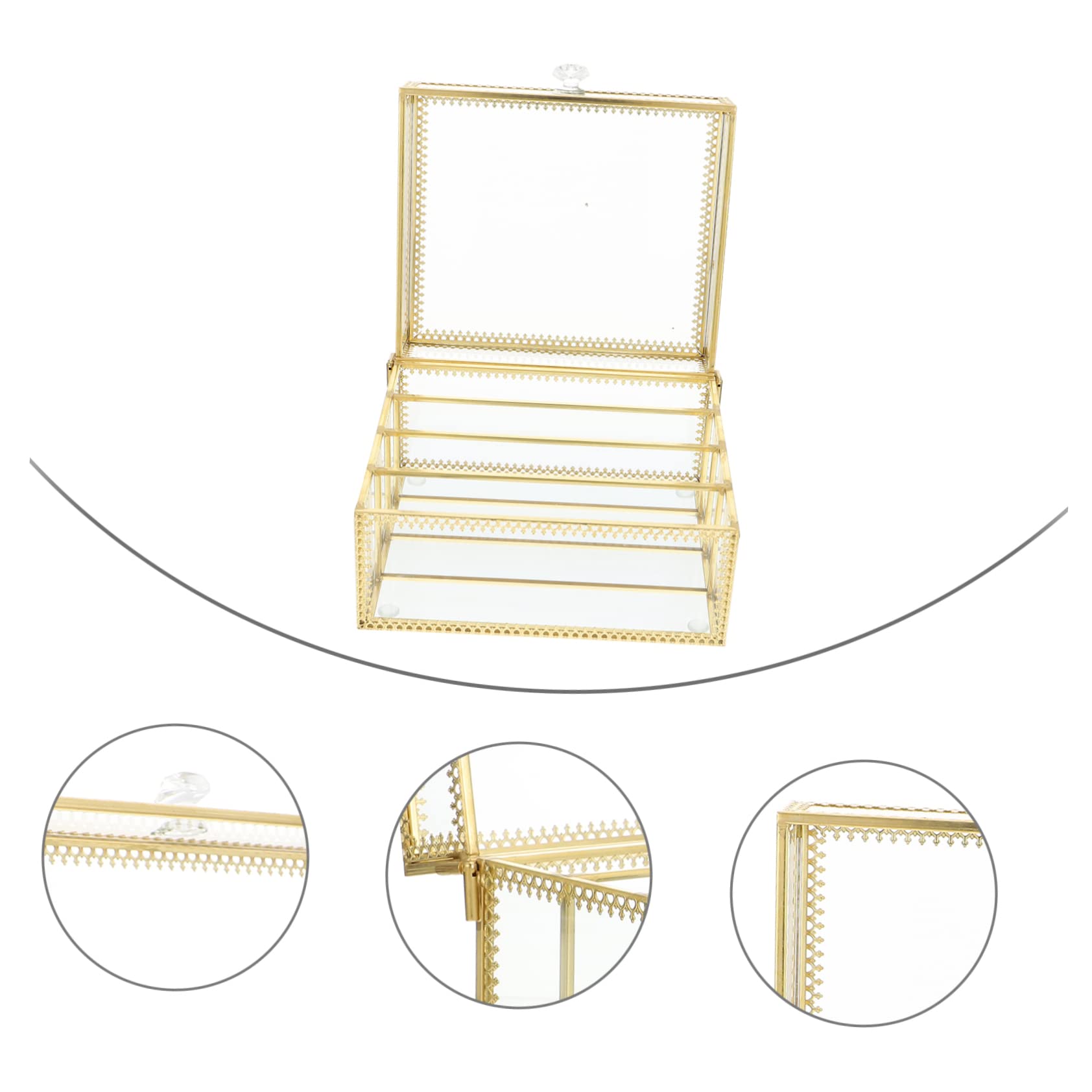 Boîte de Rangement Cosmétique Couvercle Verre Alliage