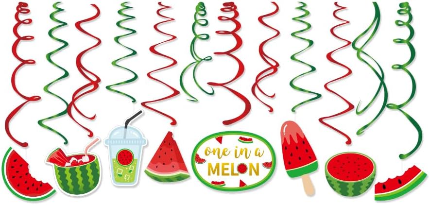 One in a Melon Party Decorations,Watermelon Hanging Swirl Party Decorations,Themed Birthday,Party Supplies,Ceiling Decorations for Girls,Boys,Kids, Classroom,Baby Shower(30Ct)