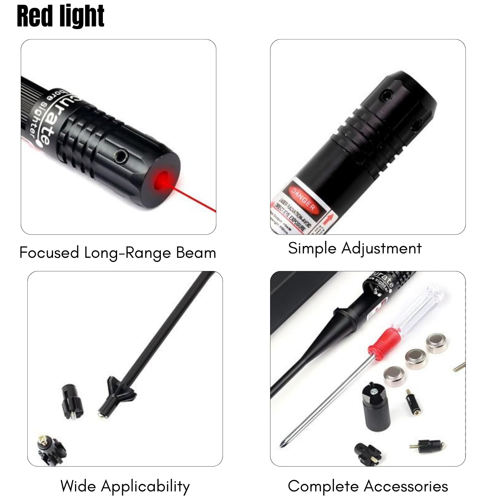 Bore Sighter, .22~.50 Laser Bore Sighter Kit Visierkartusche Boresight Kollimator Zielverfolgungswerkzeug Aluminiumlegierung für horizontale Kalibrierung