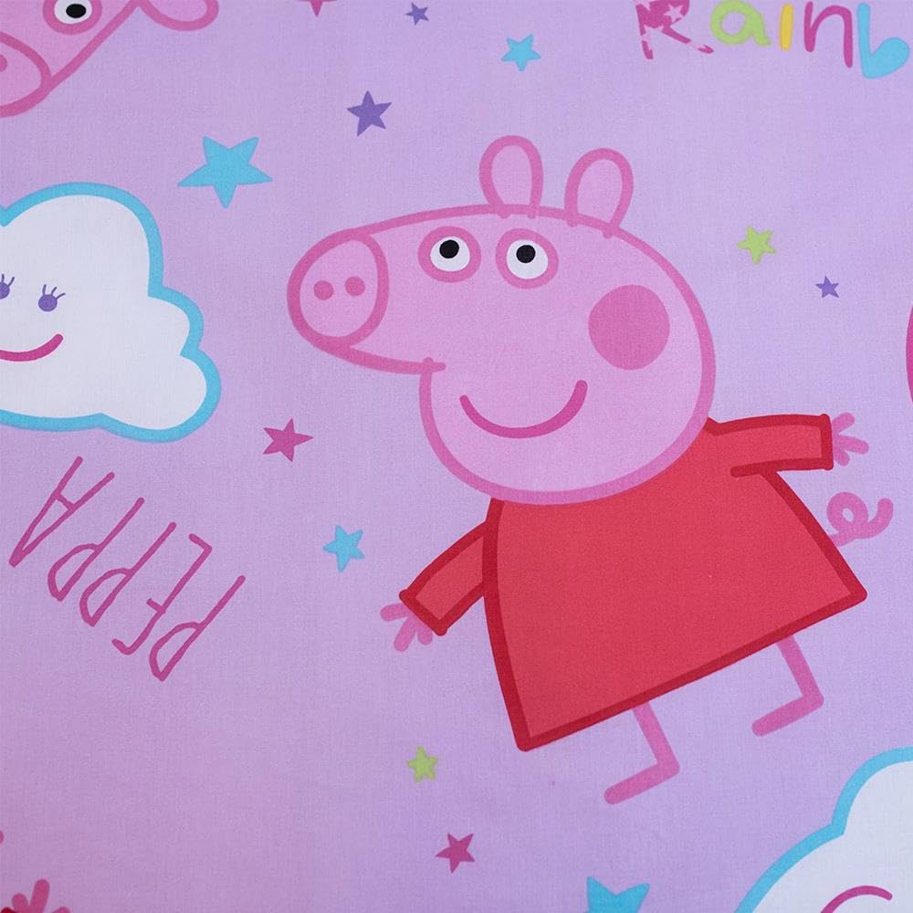 Peppa Pig Rainbow PEP016 - Juego de funda de edredón individual de algodón (24BS125)