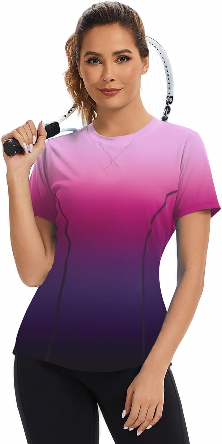 AVOOGUE Women's Short Sleeve Workout Tops Quick Dry Athletic UPF50+ Sun Protection Shirts Gym Hiking Running Yoga Clothes - Image 5