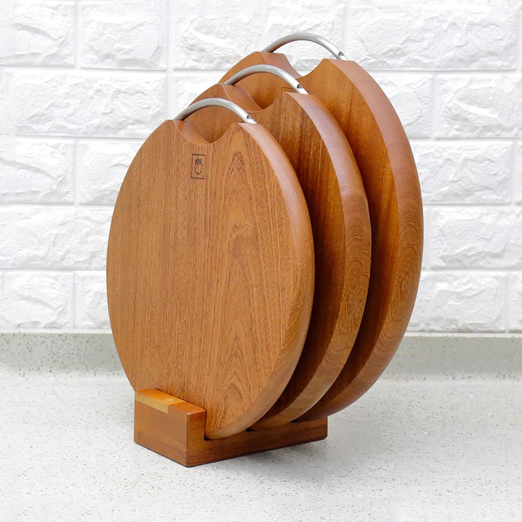 Deska dwustronna okrągła pogrubiona deska do krojenia do kuchni z uchwytami do mięsa, ryb, warzyw, sera, krojenia mięsa lub warzyw(36 cm/14,1 cala