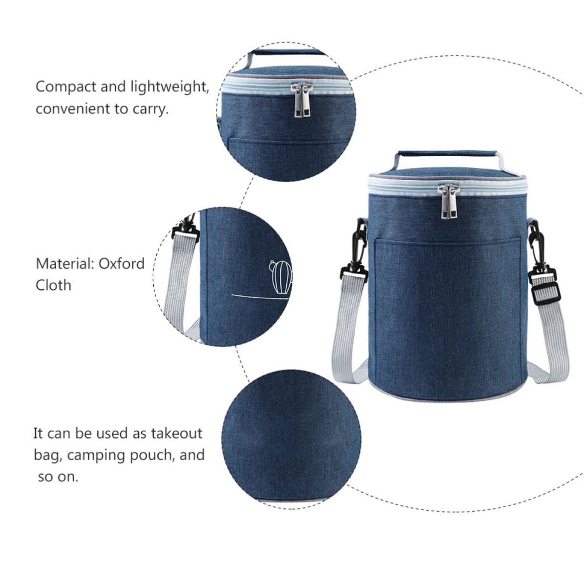 Bolsa Térmica Portátil de Oxford para Alimentos Cremallera Bidireccional, Compacta y Resistente, Adecuado para Picnic y Camping