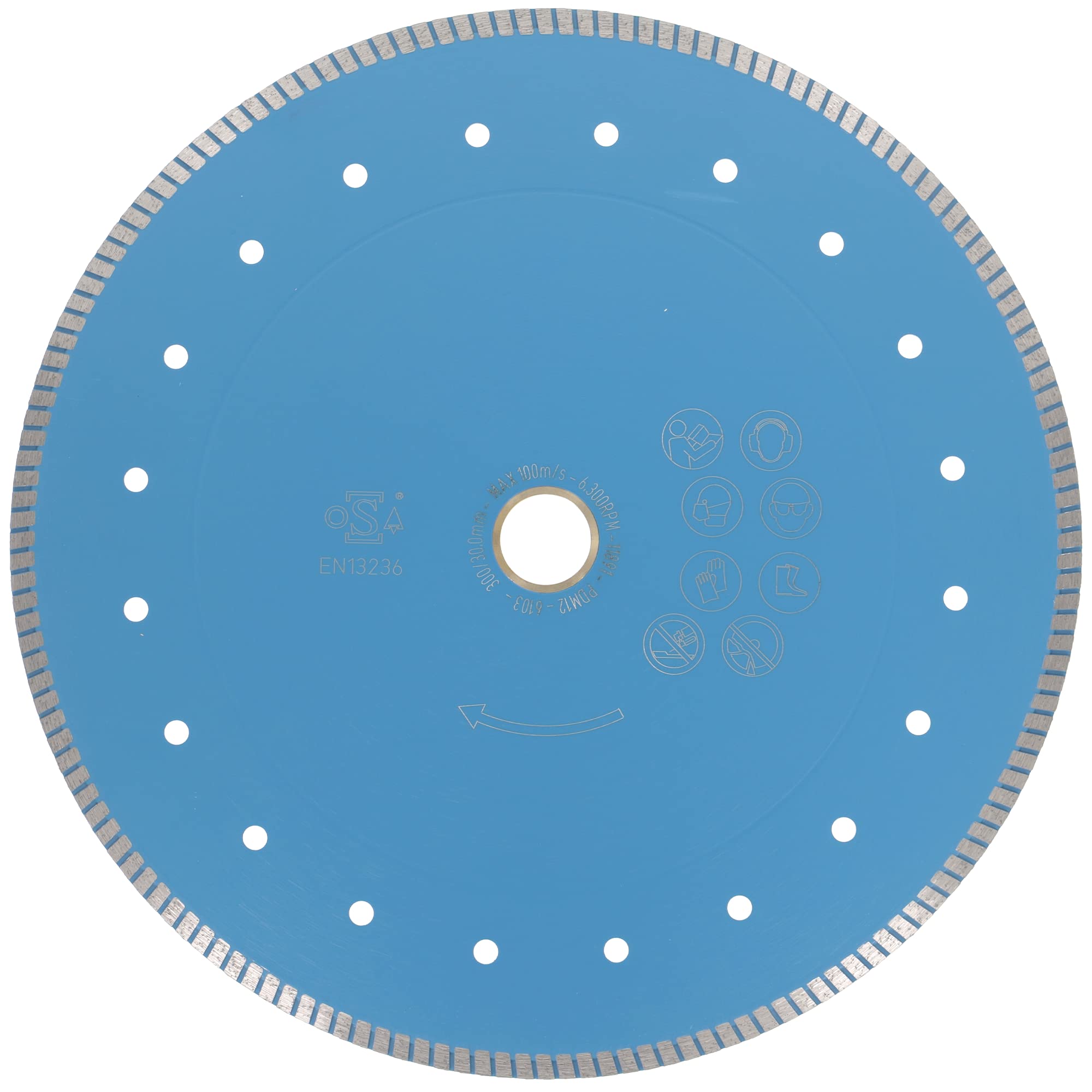 PRODIAMANT Disco de diamante profesional para azulejos, diámetro de 300 mm, diámetro F33, orificio de 30 mm, con anillo distanciador de 25,4 mm, piedras naturales, granito cremizado y azulejos para