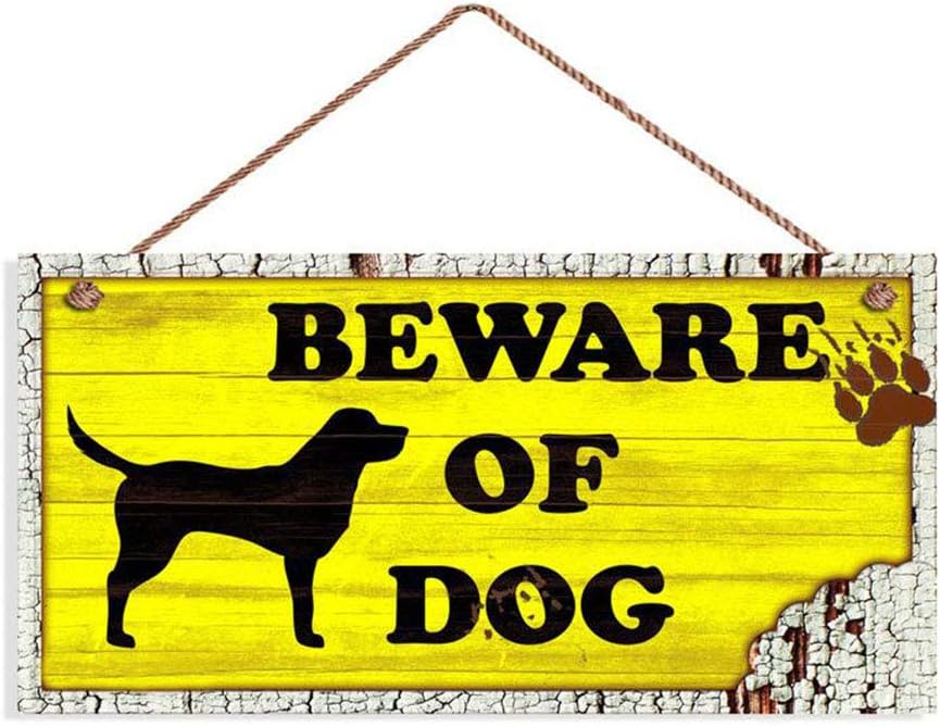Nawilbi Beware of Dog Wood Sign for Home Decor, Rustic Wooden Signs Plaque with Sayings, Decorative Signs for Art Craft, Wall Hanging