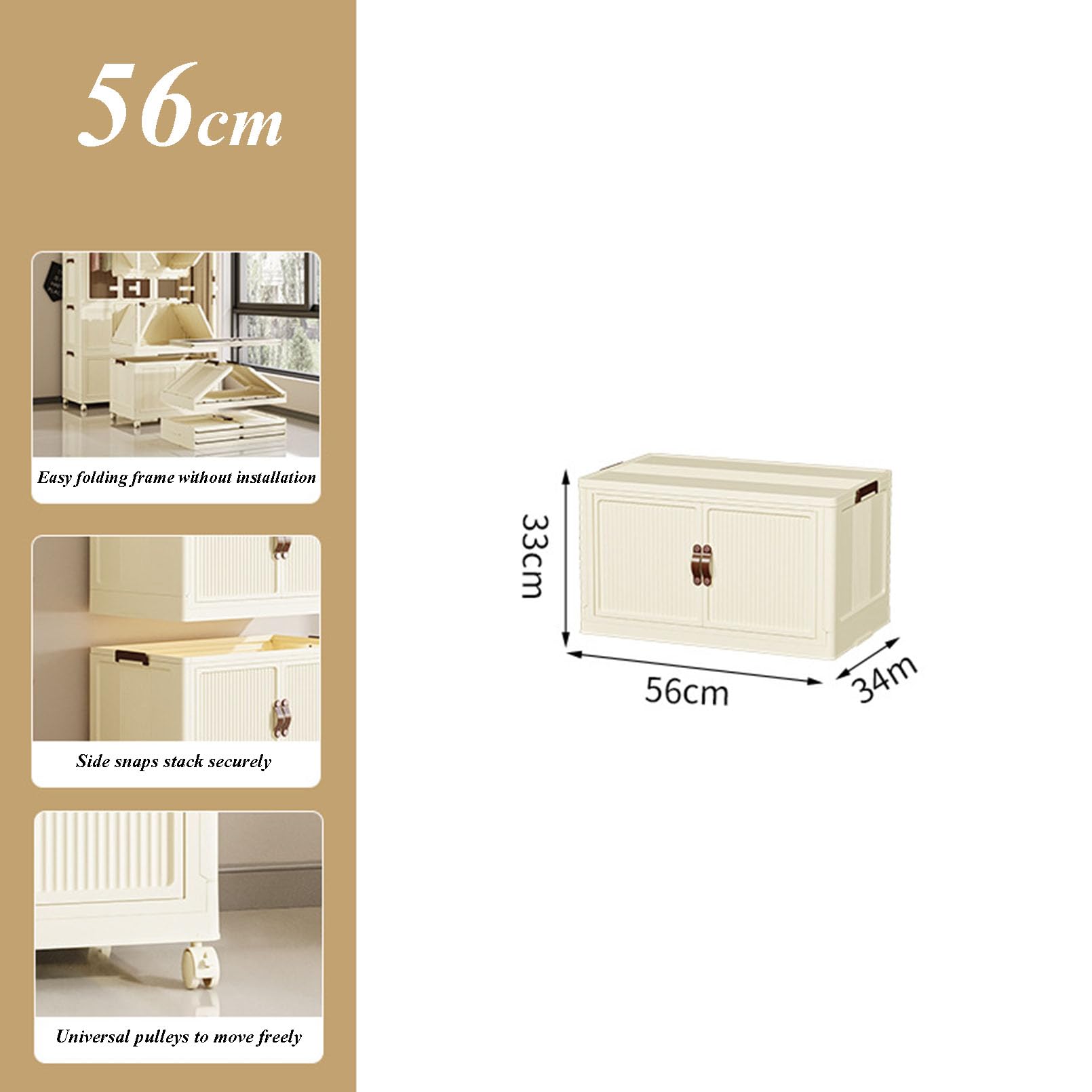 Collapsible Storage Bins for Home, Stackable Storage Cart Bins, Folding Storage Containers Closet Organizer Utility with Wheels, for Small Apartment Narrow Space