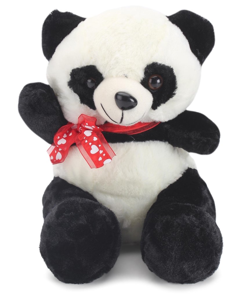 Tickles Panda with Bow Stuffed Soft Plush Animal Toy for Kids Boys & Girls (Size: 26 cm Color: Black & Whte)