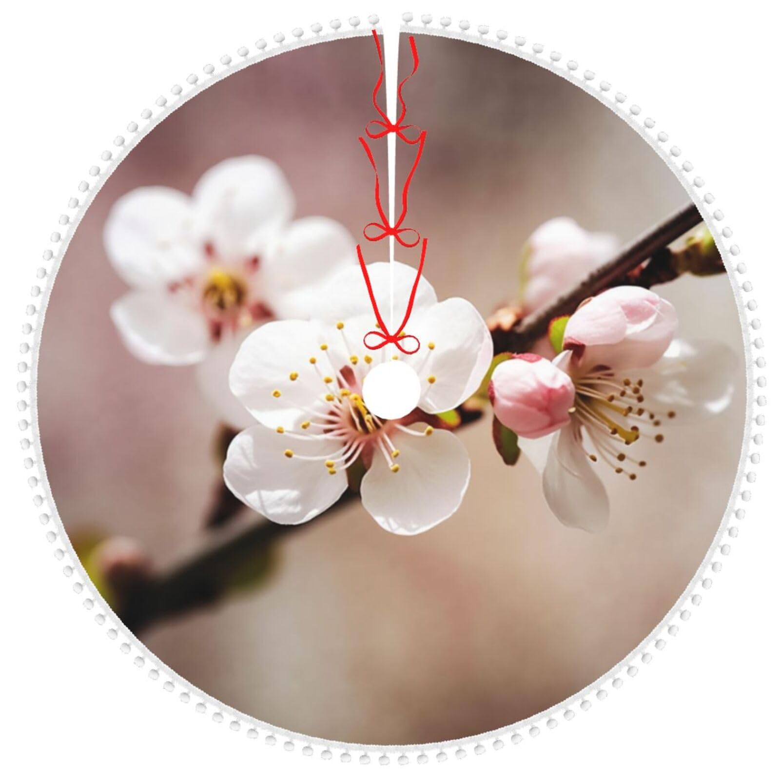Jupe de sapin de Noël fleurs de cerisier 121 cm tapis arbre de fête