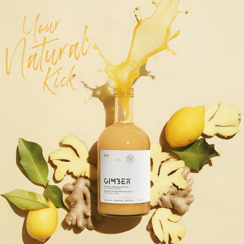 Concentré de gingembre Gimber au fruit de la passion, 100% naturel et vegan | N°1 3x500 ml Original | Concentré de gingembre bio, boisson au gingembre sans alcool au thym citronné, concentré vegan