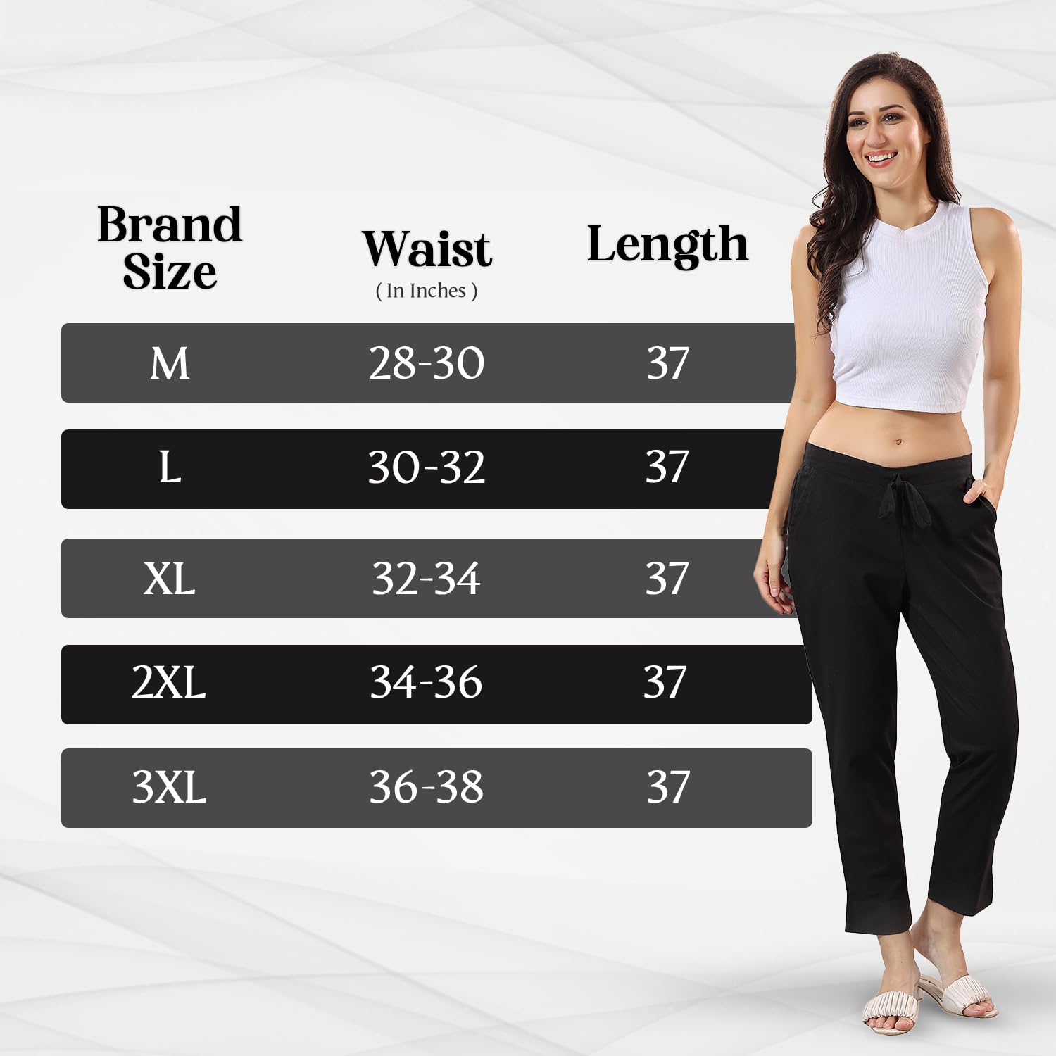 TRASA Ultra Soft Cotton Regular and Plus 8 Colour Cotton Pants for Womens and Girls, Black - 4XL - Image 6 thumbnail