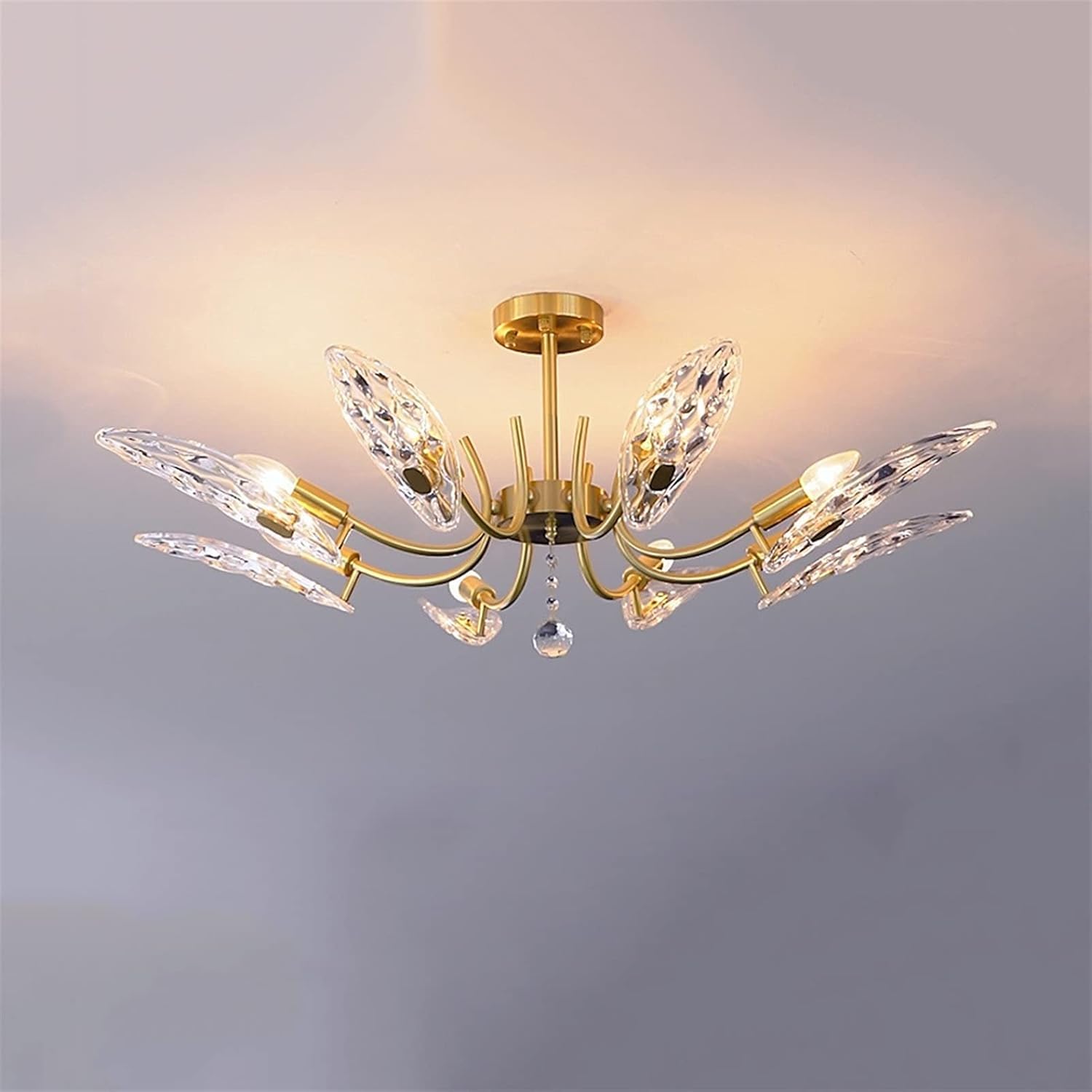 8 świateł prosta luksusowa kryształowa lampa sufitowa miedź metal E14 wisząca lampa nowoczesna atmosfera dom salon willa sypialnia oświetlenie dekoracja,