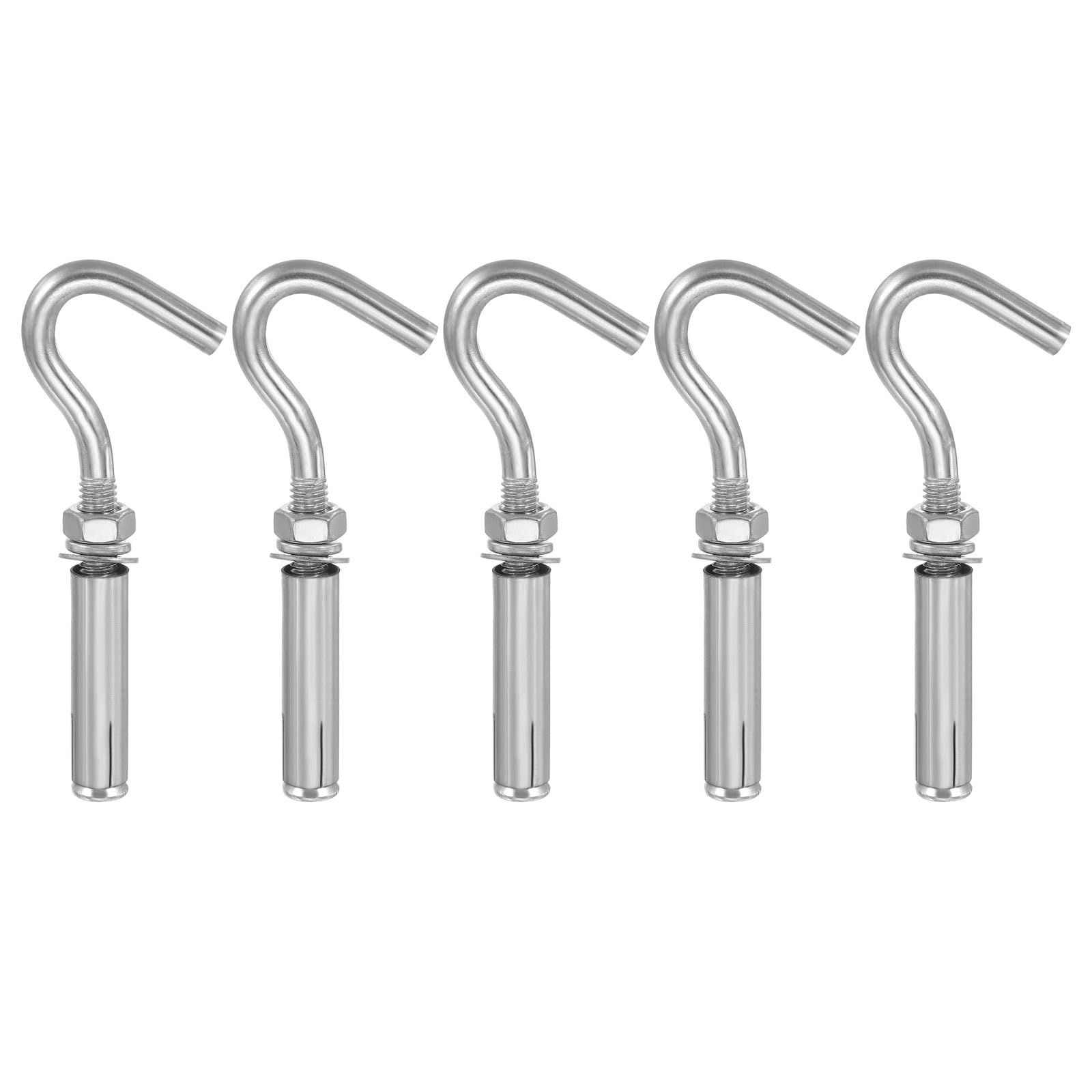 MECCANIXITY Concrete Wall Hook Expansion Hook Open Cup Screw M8x108mm 304 Stainless Steel for Indoor Outdoor Ceiling Concrete Walls Masonry, Pack of 5