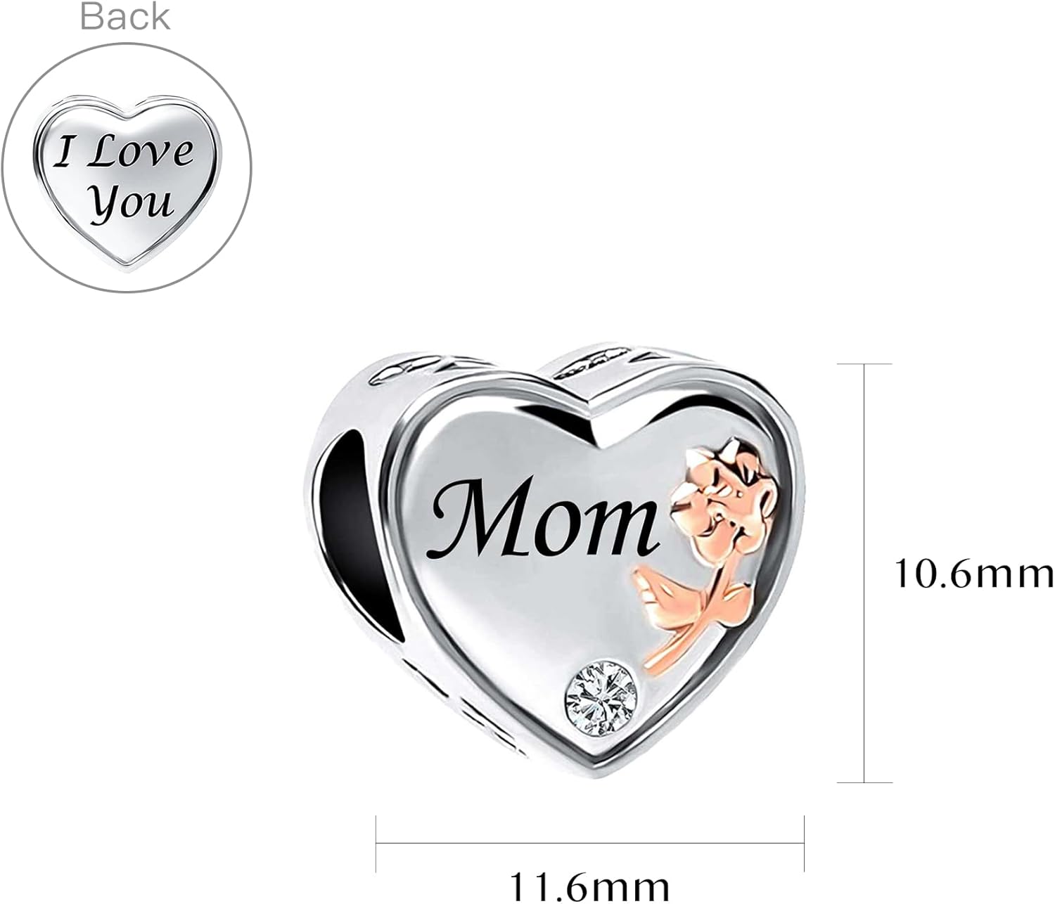 Heart Flower Sister Nana Wife Mom Daughter Charms Compatible with Pandora Bracelets Beads Silver Gift for Women Jewelry - Image 4