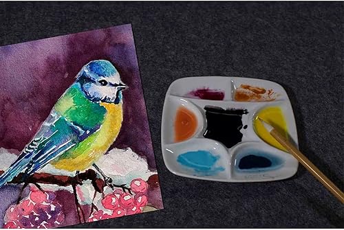 Miniatura 6 de Paleta cuadrada de pintura de artista de cerámica blanca de 7 pozos, pintura de acuarela esmaltada, mezcla de porcelana de cerámica, pintura al óleo