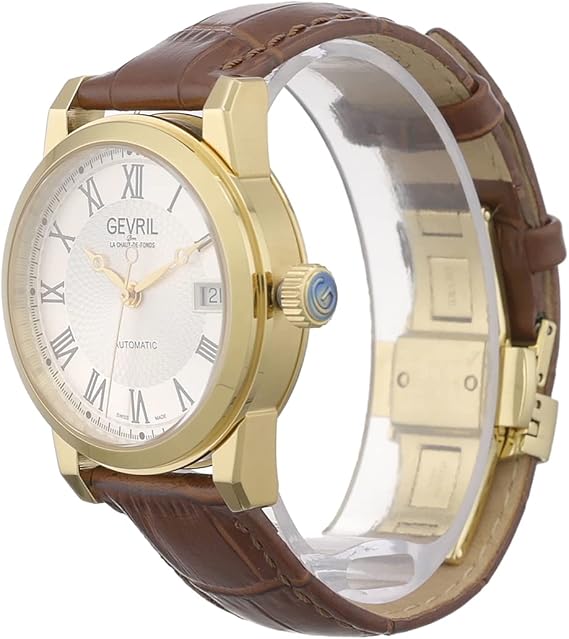 Gevril Men's Madison Swiss Automatic Watch, Genuine Italian Leather Strap