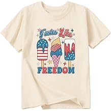 Girl American Flag Shirts Bow Tshirt 4th of July Shirt Cotton Short Sleeve Tees 2-12 Years