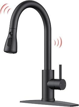 FORIOUS Black Touch Kitchen Faucet with Pull Down Sprayer, Touch Activated
