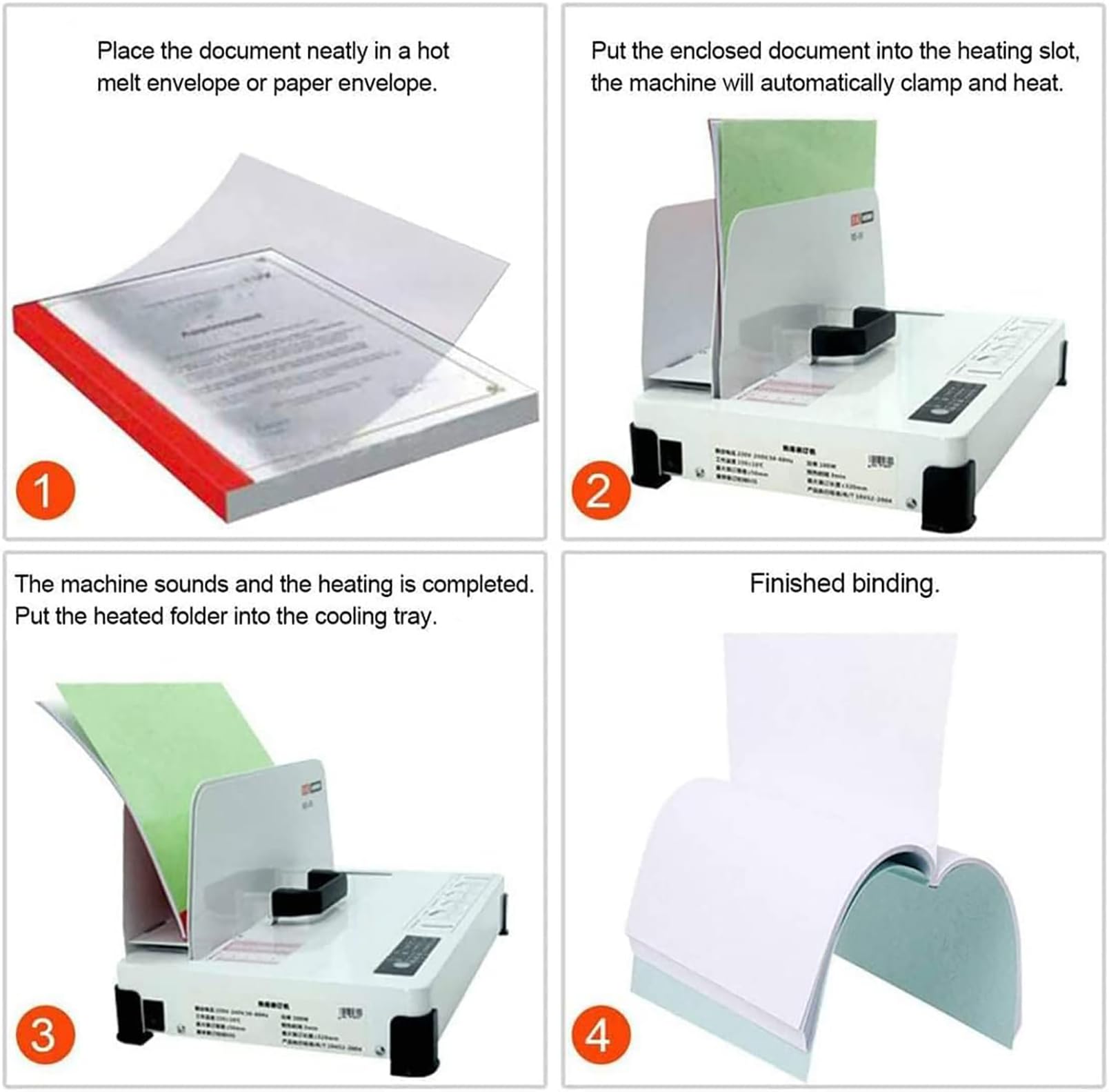 Rilegatrice a Caldo, Raccoglitore Automatico Per Documenti Contrattuali Di Libri A4, Rilegatrice Elettrica a Pettine, Spessore Rilegatura 50 Mm (480 Fogli Di Carta), Ideale Per L'uso In Ufficio