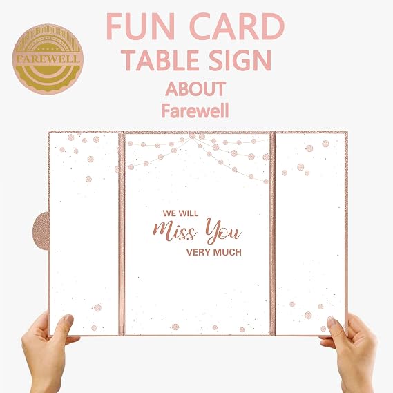Holkcog Farewell Guest Book Alternative, Farewell Gifts for Coworkers Friends, Rose Gold We Will Miss You Signature Board, Happy Retirement Party Decorations, Going Away,Farewell Card for Women Men