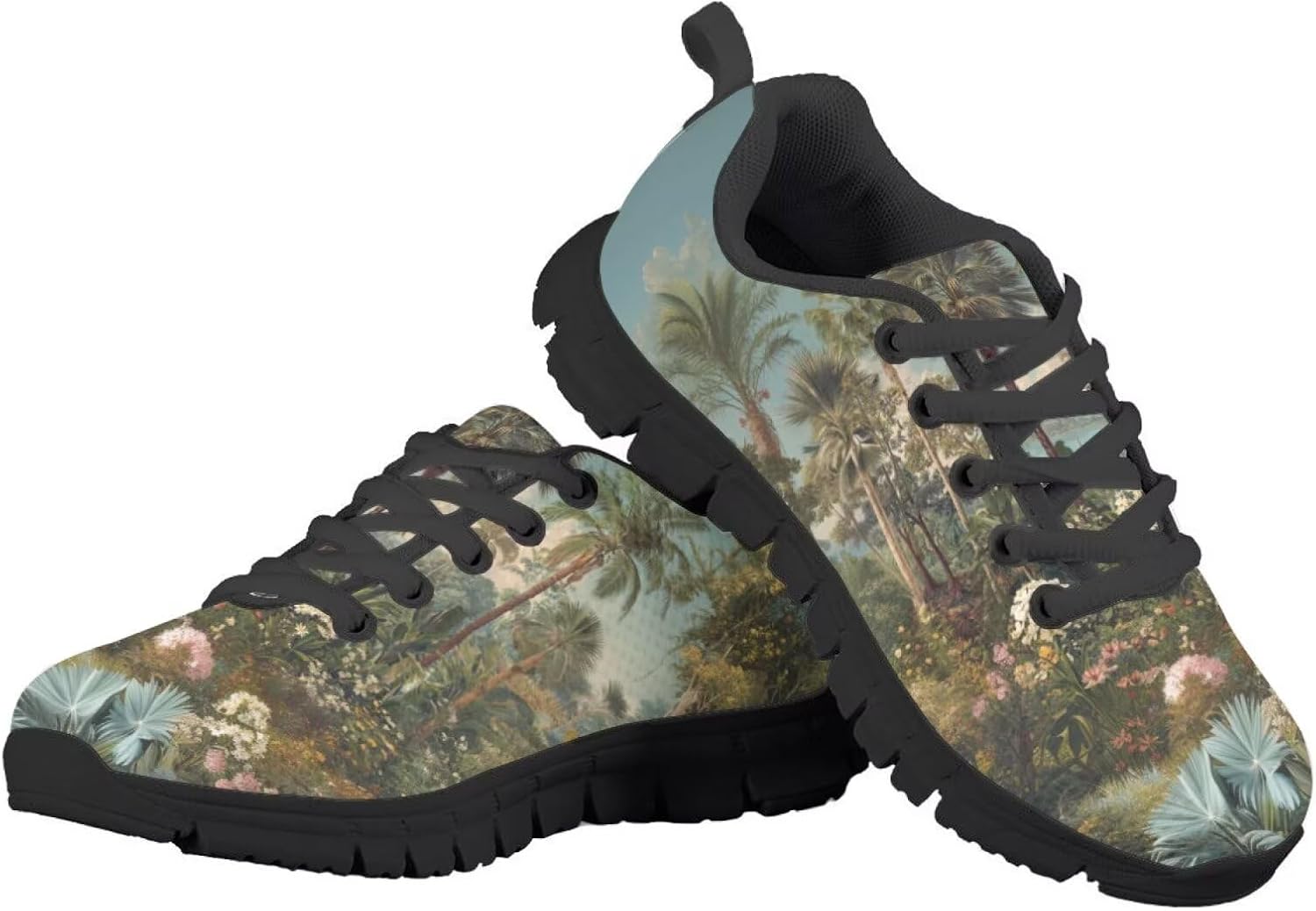 Funnydude Cute Print Girls Running Shoes Lightweight Breathable Sneakers Lace up Shoes for School