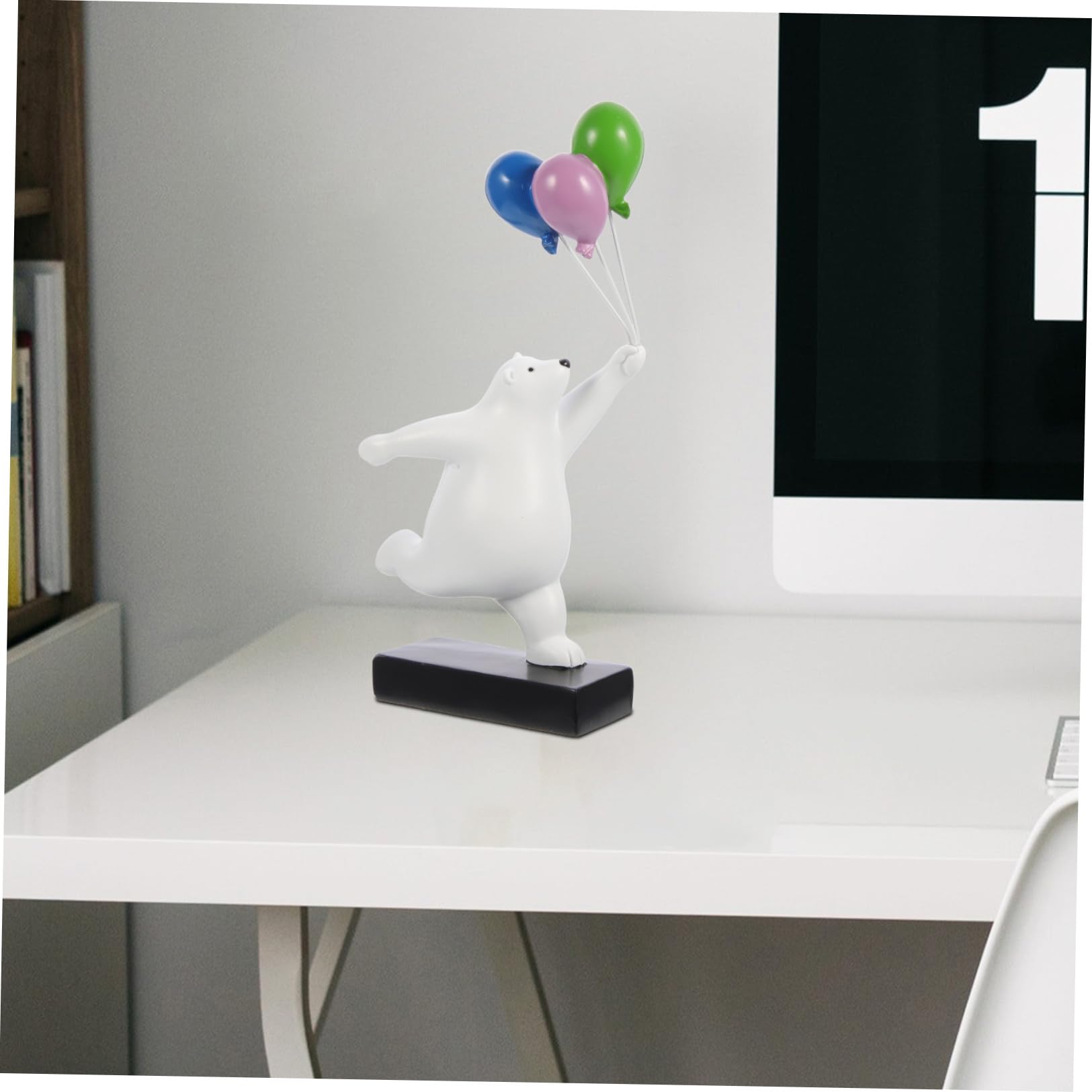 Scultura Orso in Resina a Forma di Orso Palloncino Aspetto Cartone Animato Vivace e Design Raffinato per Decorazione Casa e Ufficio