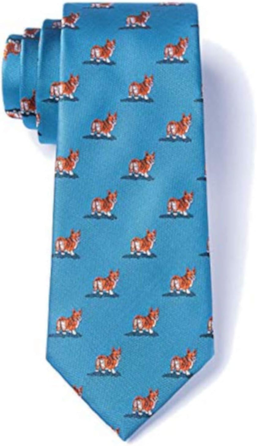Men's Welsh Corgi Dog Lover Animal Novelty Skinny Narrow Necktie Tie