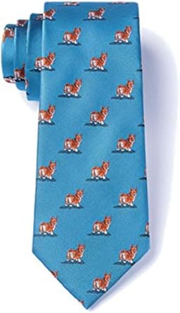 Mens Welsh Corgi Dog Lover Animal Novelty Skinny Narrow Necktie Tie