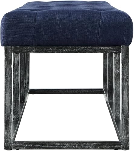 Miniatura 32 de 24 KF – Cabecero tapizado, copetudo, con relleno y botones y banco largo acolchado Marfil/Negro-48 Pulgadas,Negro/Dorado - 48