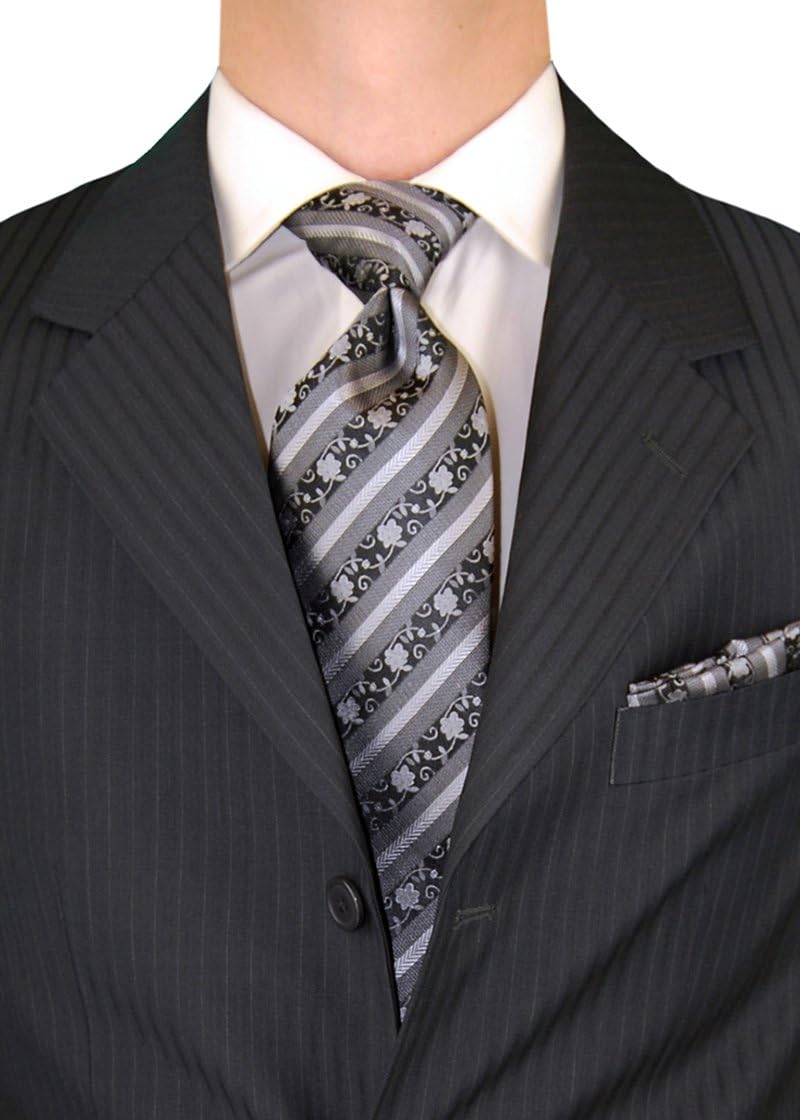 DTI GV Executive Men's Italian Wool Three Button Suits Stripe Jacket Pants Set