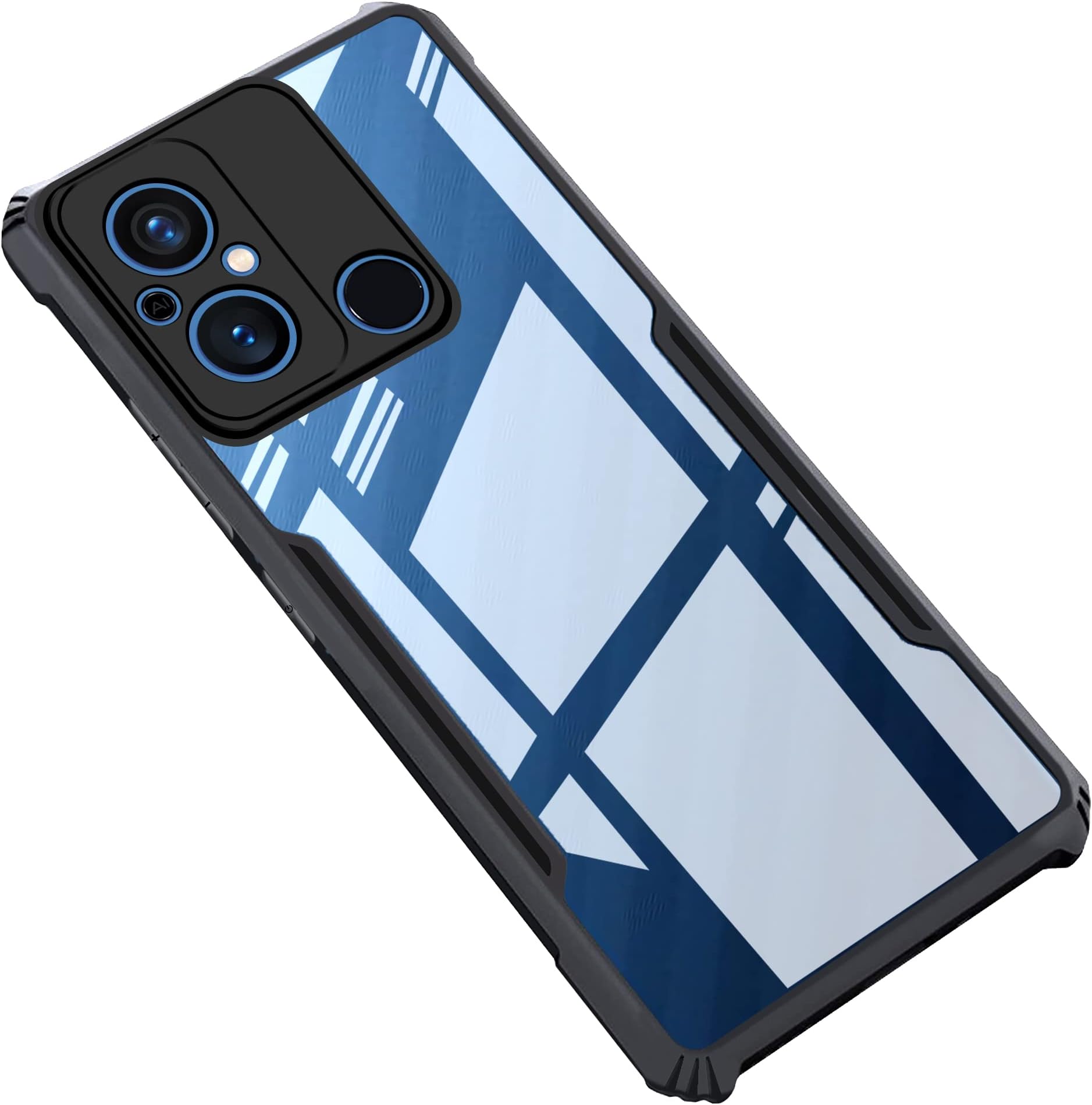 CEDO Redmi 12C / Poco C55 (4G) Back Case Cover | Camera Protection Shockproof Bumper-Edge | Acrylic Crystal Clear 360 Degree Protection TPU+PC | Transparent Eagle Back Case Cover (Black)