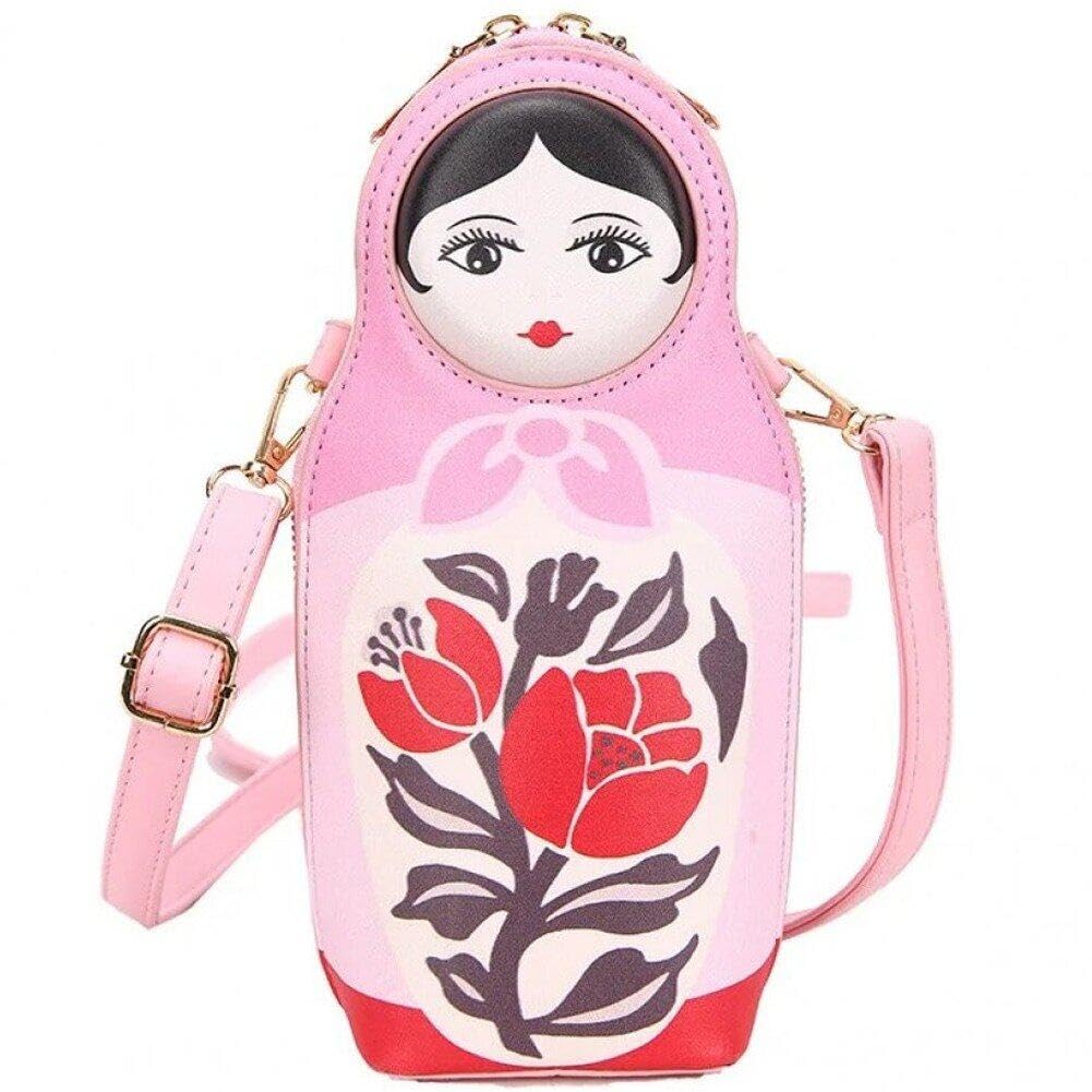 Sac à bandoulière poupées russes petit sac à main en cuir