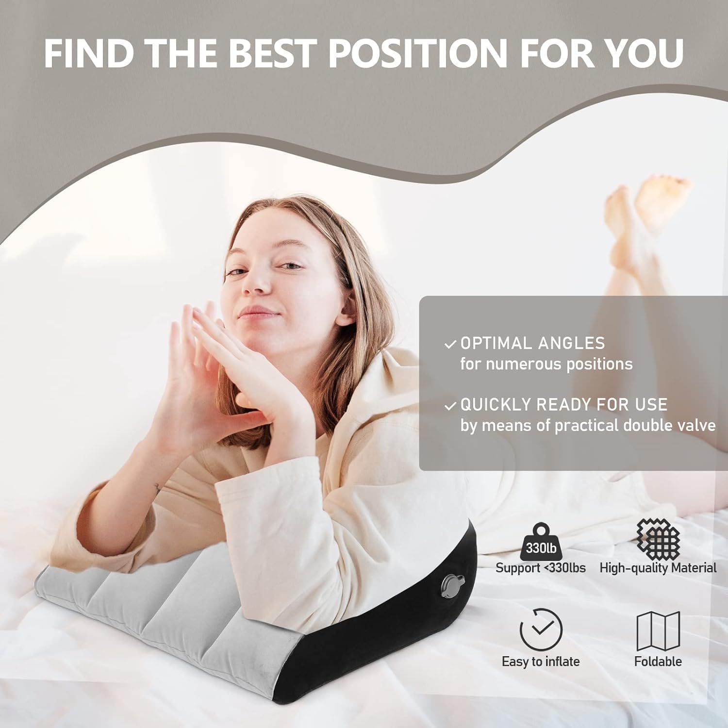 Wedge Pillow for Sleeping Traveling, Reading, Triangle Bed Wedge Pillow Portable Wedge Pillow Inflatable Cushion- Lightweight & Portable Travel Pillow