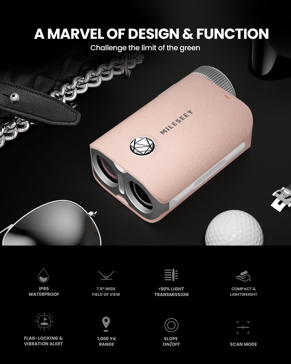 Haut de Gamme de Poche avec IP65 étanche, 1000 Yards telemetre Golf Rechargeable, 0.1S Rapide Drapeau de Verrouillage de Vibration pôle, telemetre Laser Golf