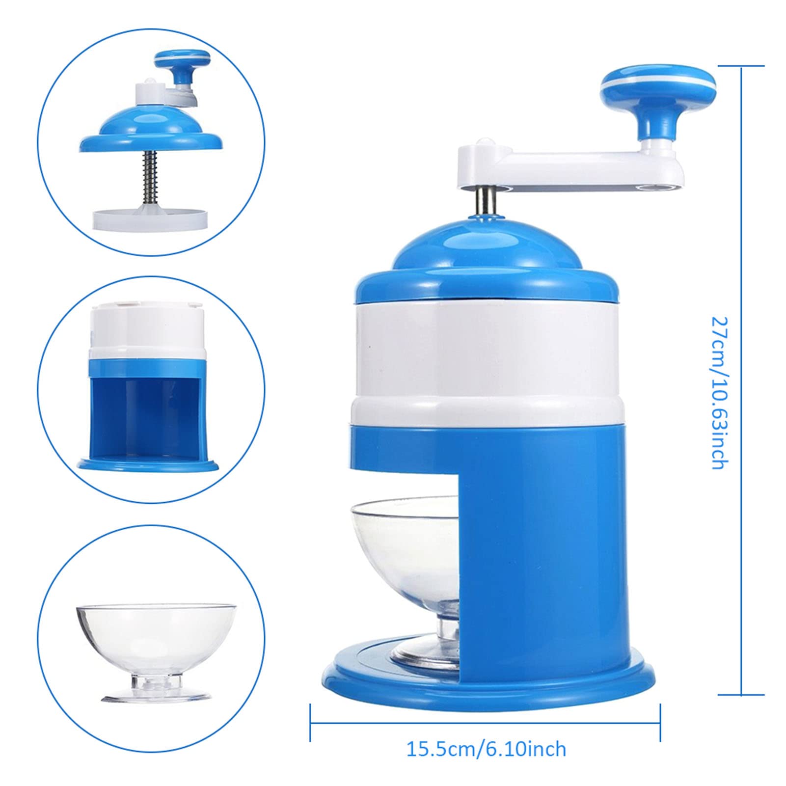Afeitadora de Hielo con manivela portátil, máquina trituradora de Hielo y Cono de Nieve, máquina trituradora de Hielo Manual, trituradora de Hielo para Bebidas congeladas, cócteles, granizados,