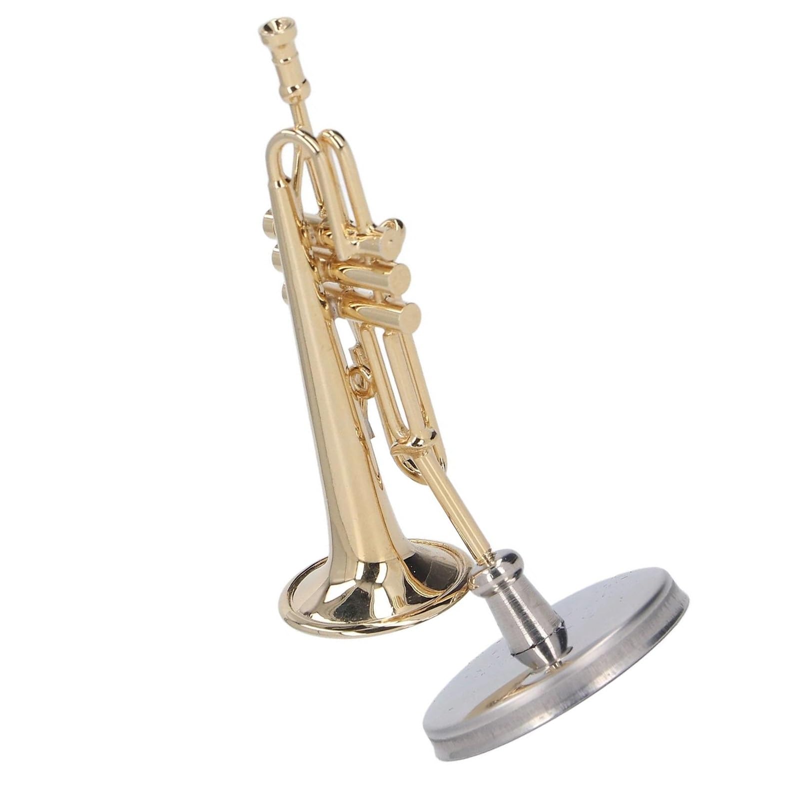 Ozdoby na instrumenty muzyczne Mosiężna miniaturowa trąbka z etui na stojak ozdoba na instrument muzyczny