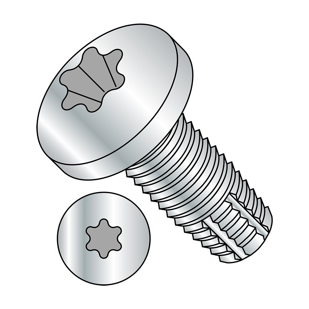 Small Parts 1424FTP Steel Thread Cutting Screw, Zinc Plated Finish, Pan Head, Star Drive, Type F, 1/4