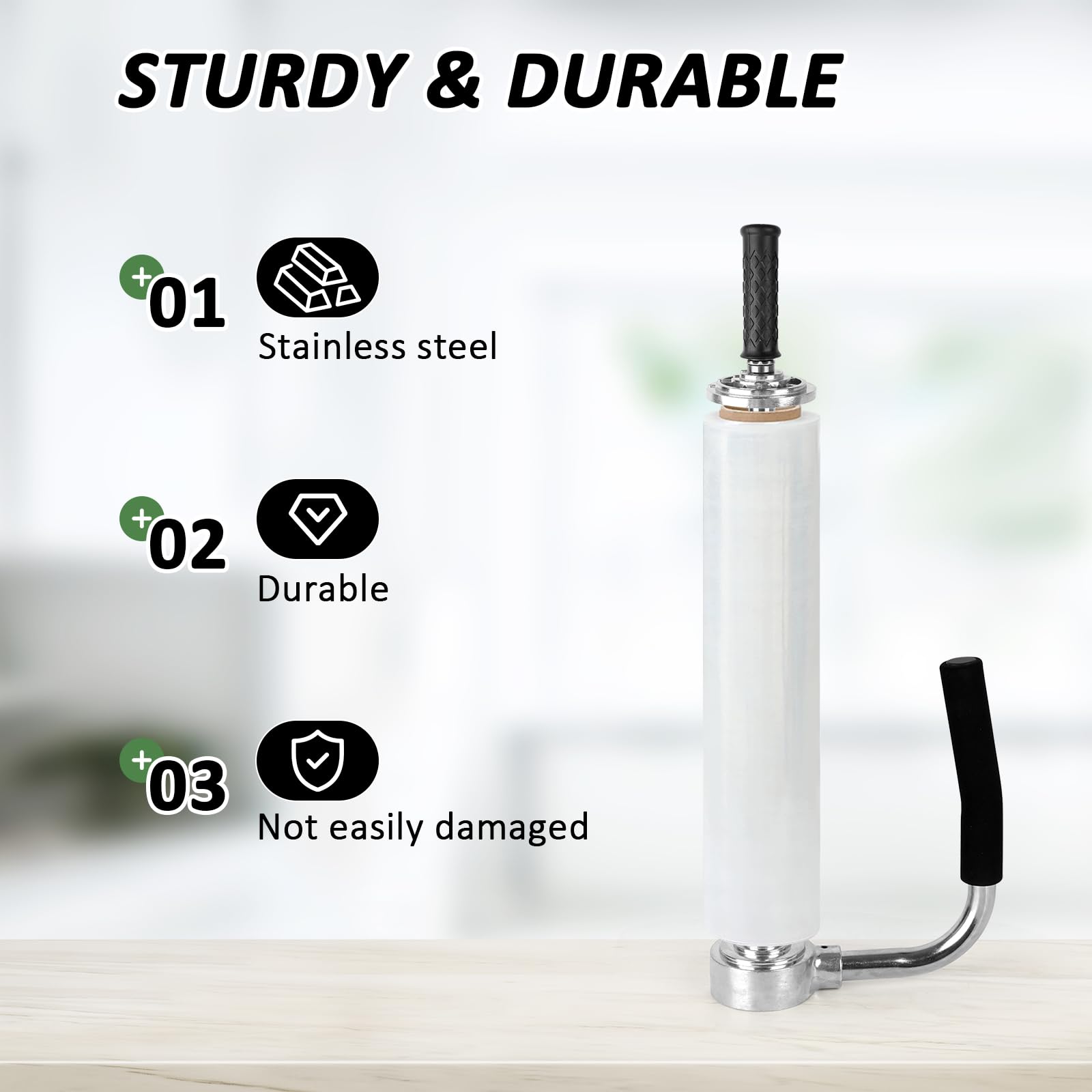 Stretchfolienspender, Metall Manueller Stretchfolienabroller, Einstellbare Höhe 30-50cm,Stretchfolienspender für 12" -20" Folienrollen für Verpackung Möbeln/Anderen Großen Gegenständen