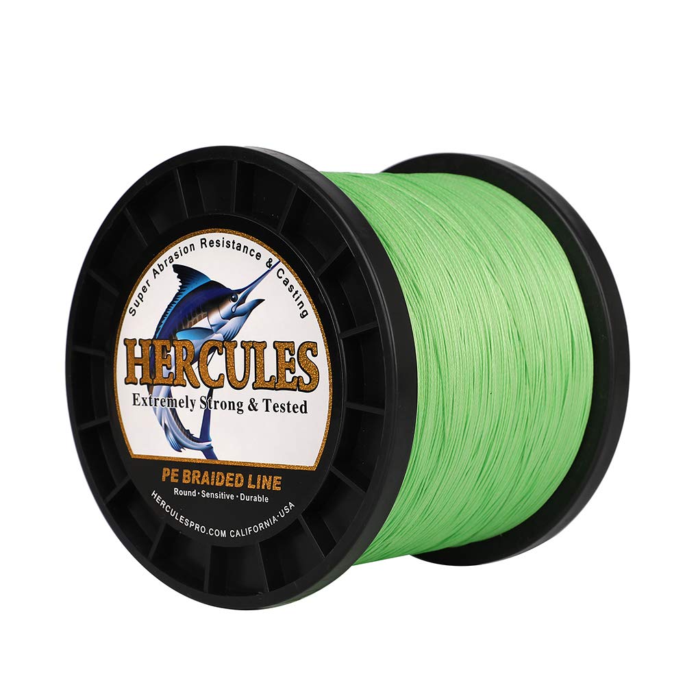 Hercules Super Cast 300M 328 Yards Braided Fishing Line 300 LB Test for Saltwater Freshwater PE Braid Fish Lines Superline 8 Strands - Flourescent Green, 300LB (136.1KG), 1.20MM — image 1