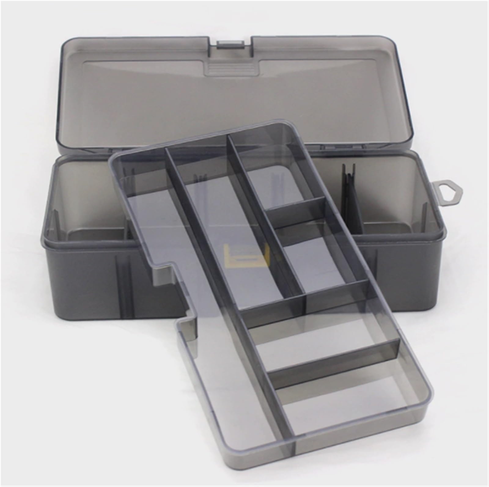Caja de Almacenamiento de Aparejos Caja De Aparejos Pesca Con Bandeja Plegable, Divisores Ajustables, Organizador Almacenamiento Plástico Fishing Tackle Box